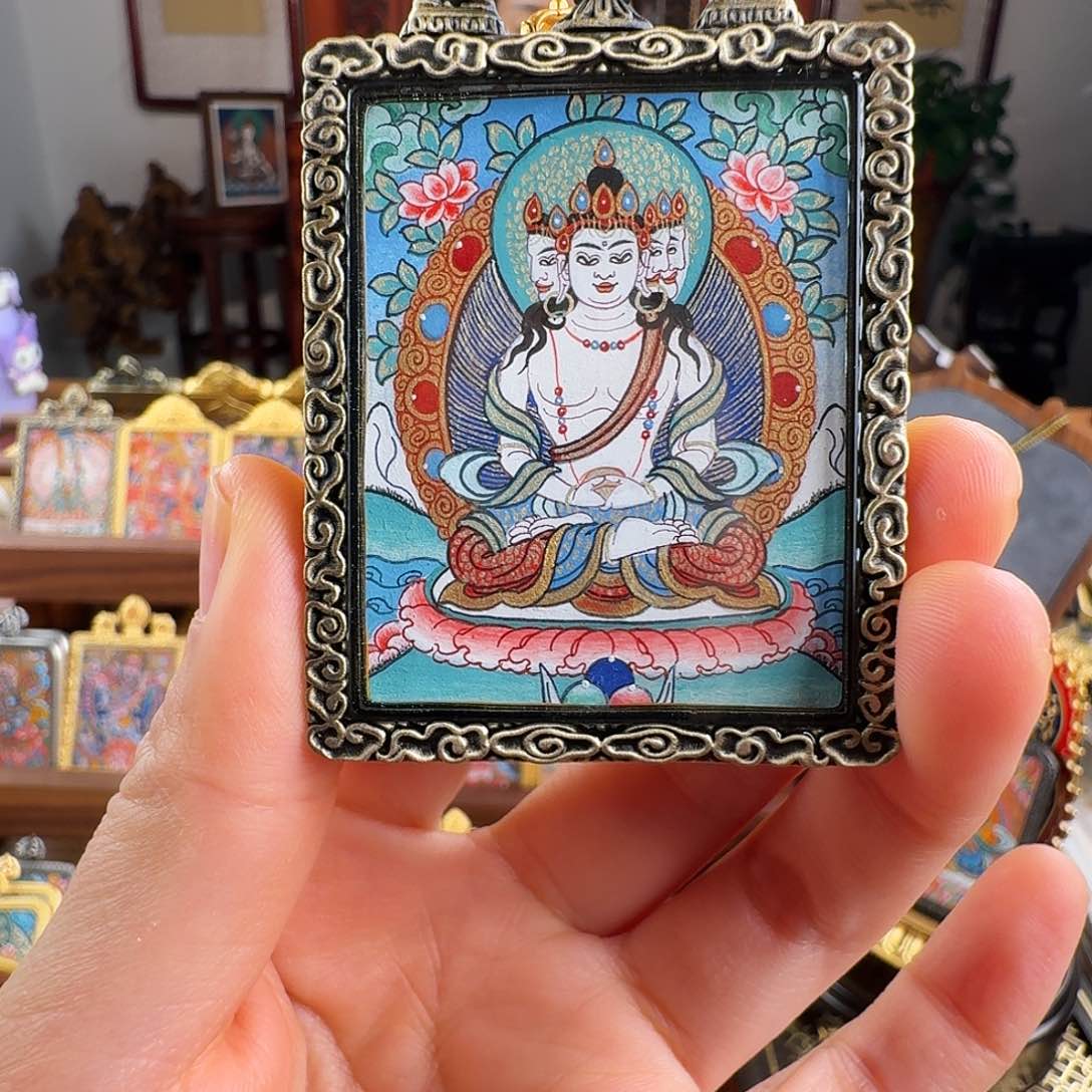 吊坠热贡纯手绘唐卡