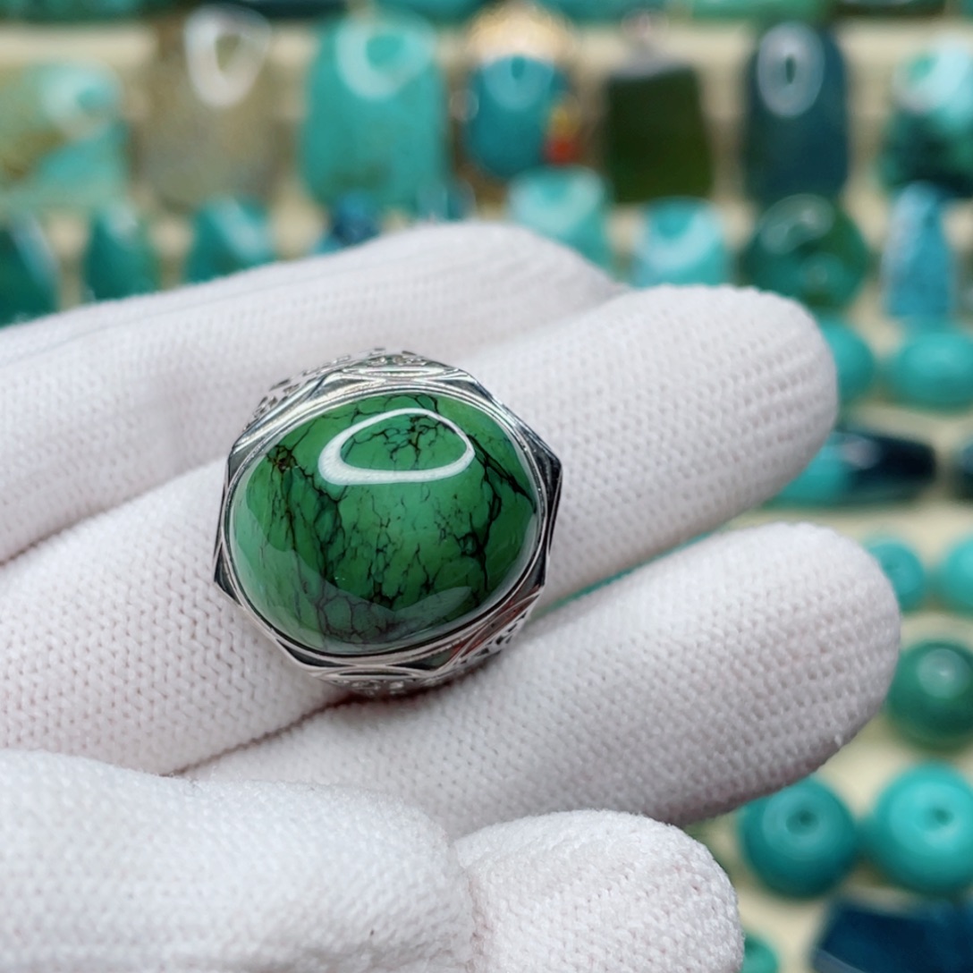 绿松石珠宝奇石银S925镶嵌