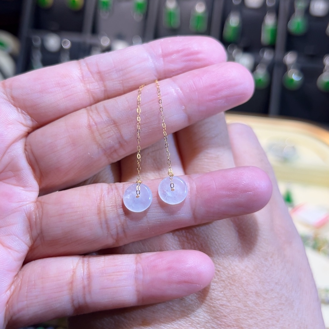 翡翠18K金镶嵌颈饰耳线