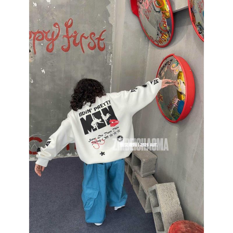 M+潮童男女秋冬休闲常规款卫衣C类男女通用潮牌街舞圆领卫衣6101