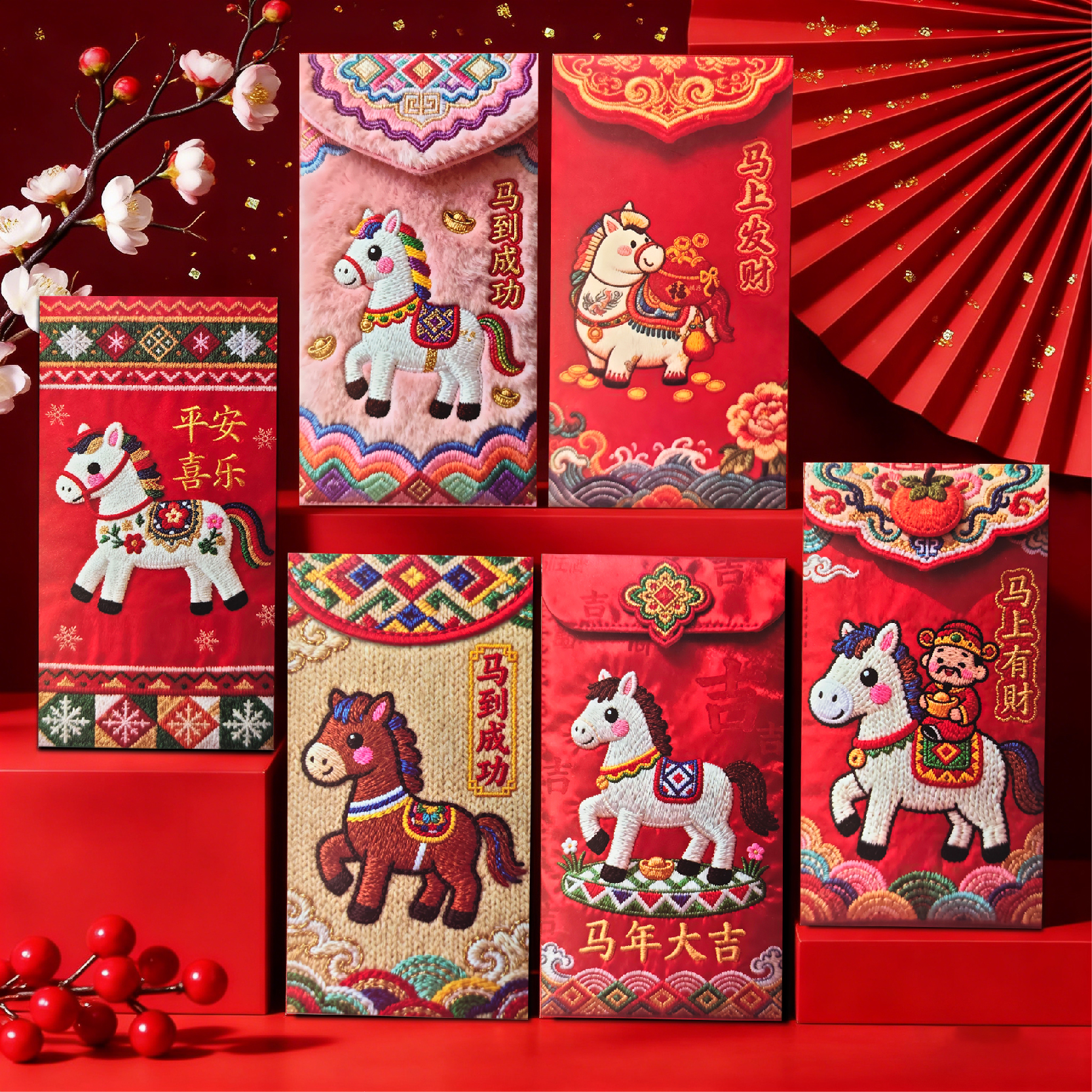 【4.9到手30个】马年平面印刷卡通风格创意红包中式创意利是封
