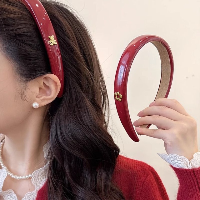 复古红色漆皮发箍女2025新款高级感头箍优雅小众洗脸压发头饰发卡