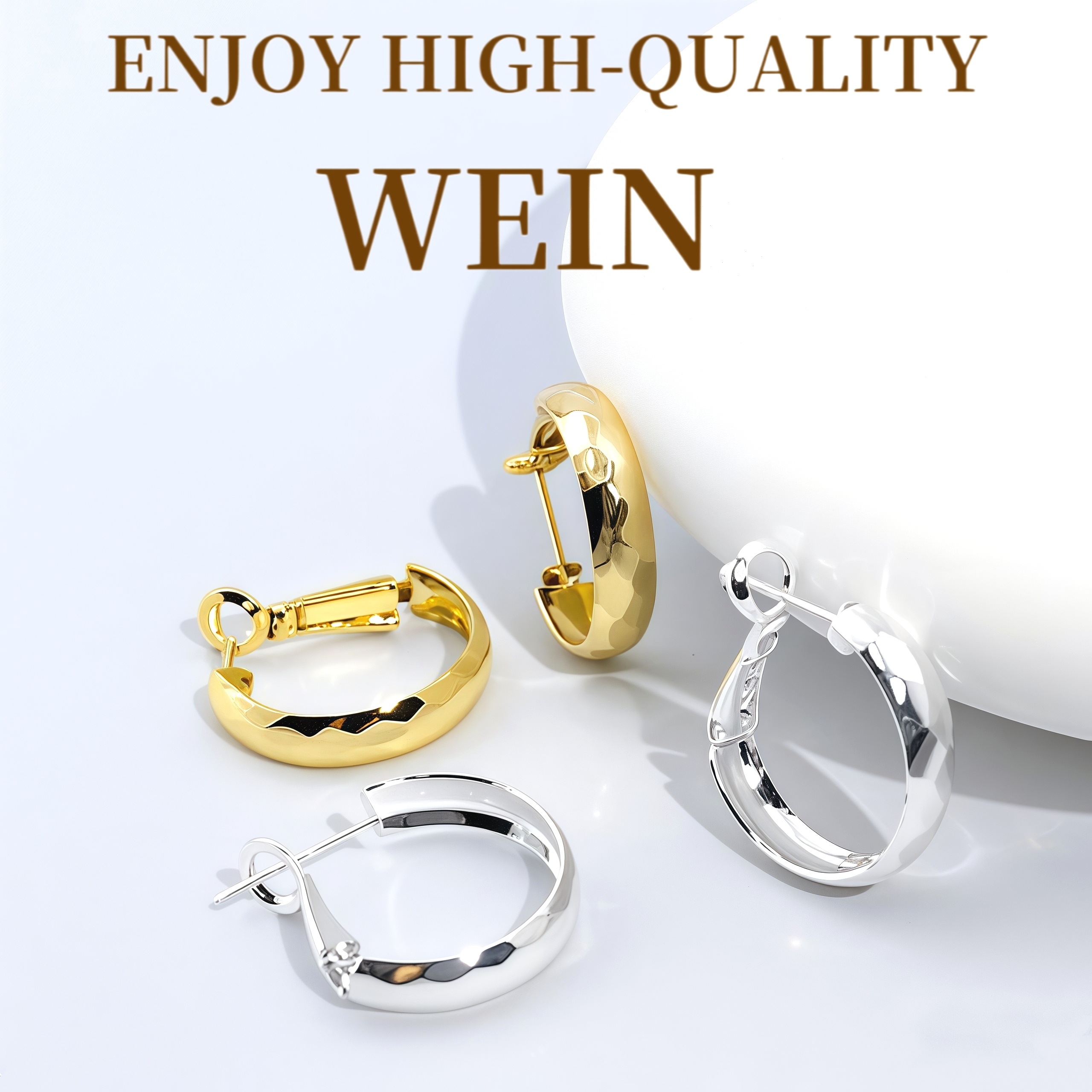 WEIN 铜合金耳饰 夏天轻盈耳环精致素款光面耳圈简约时尚百搭女