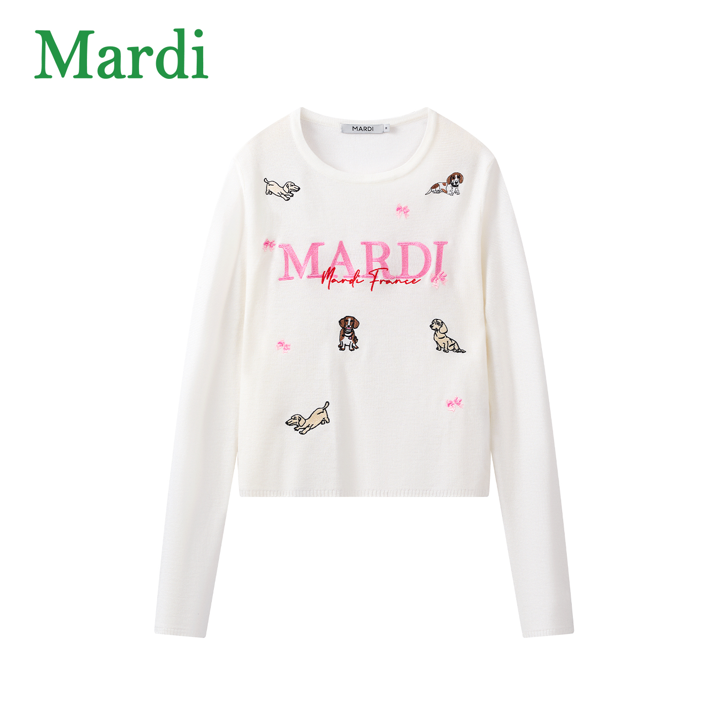 Mardi春季圆领时尚可爱韩系百搭印花长袖针织MZZ2612100