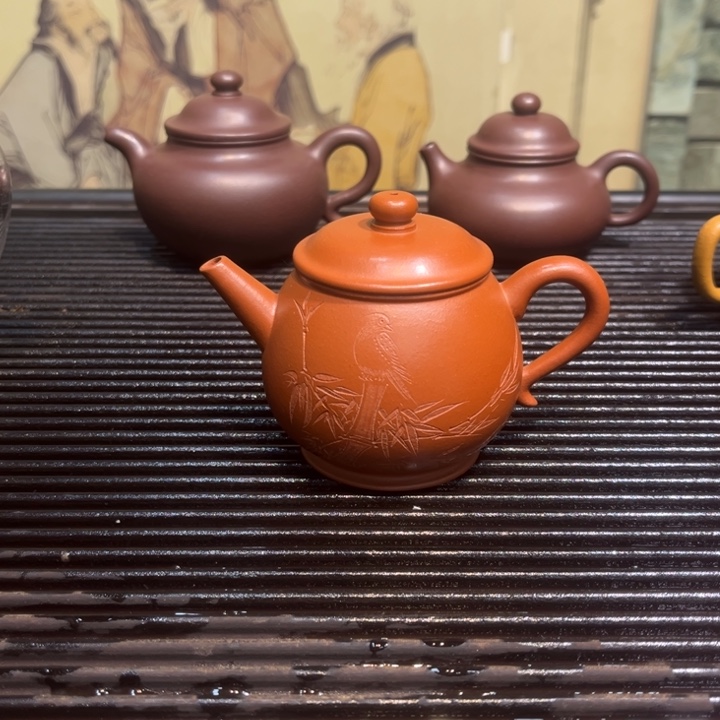 紫砂茶壶宫灯小红泥