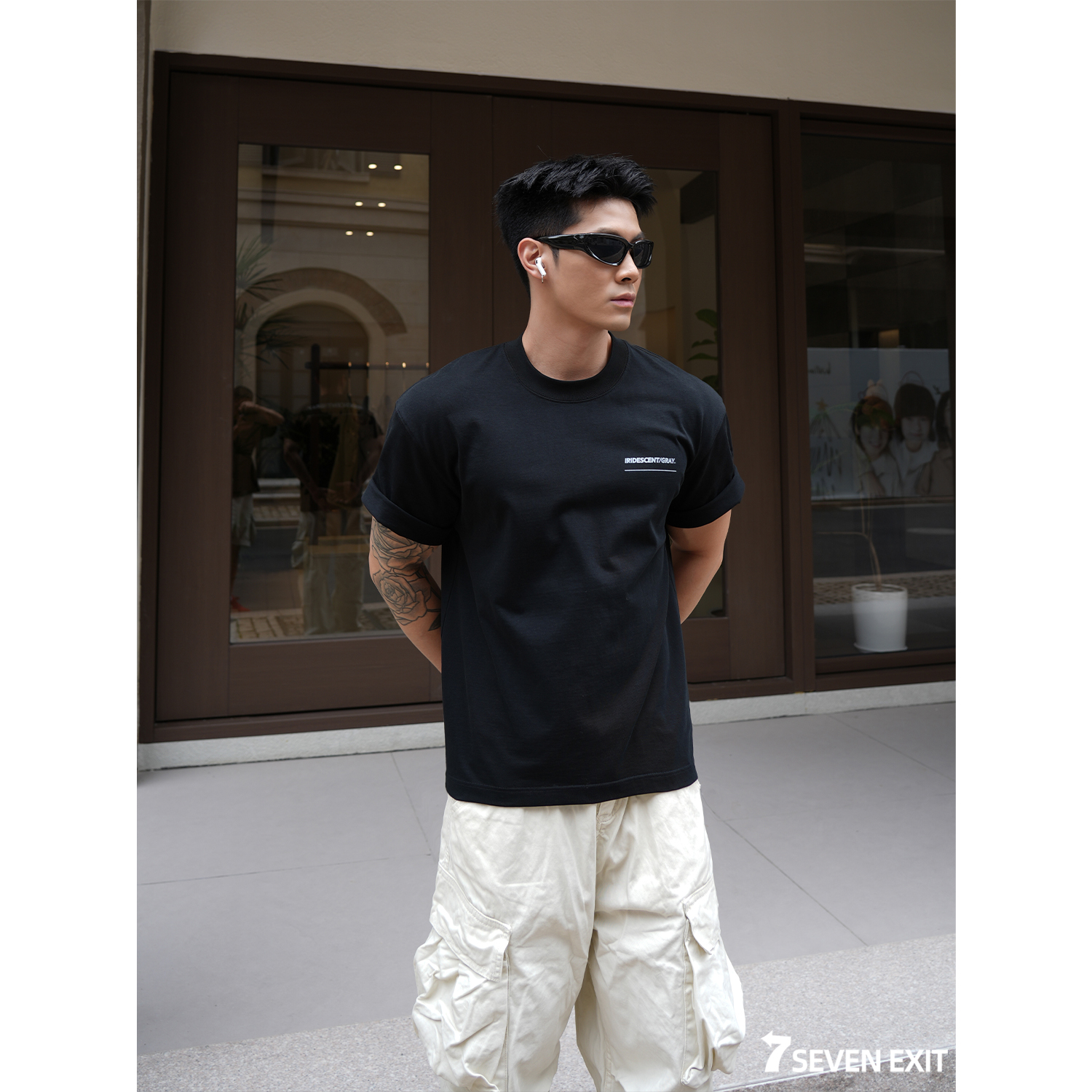 SEVENEXIT7 t-shirt 重磅320高克重纯棉男士宽松圆领短袖T恤 