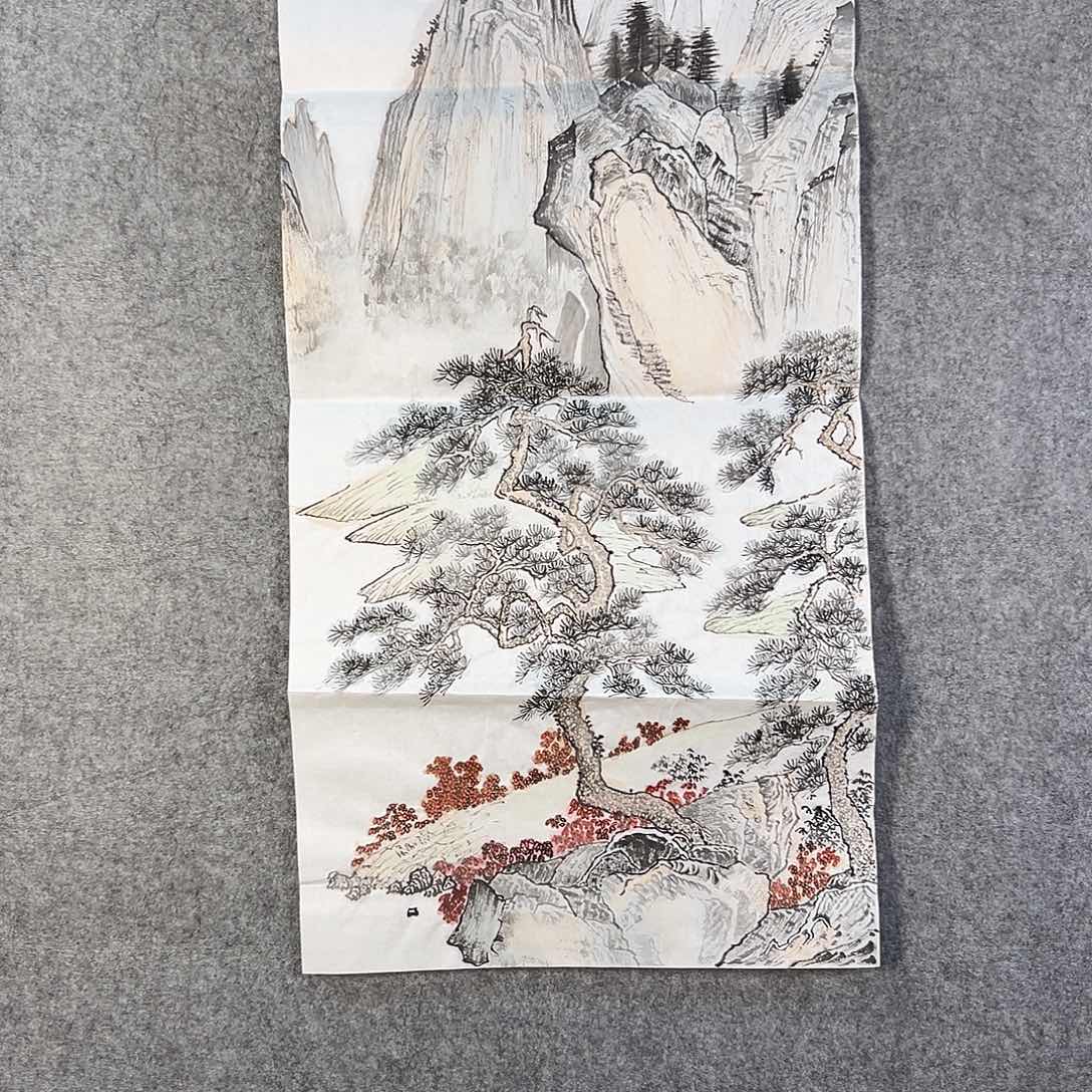 国画441 花鸟在树丛的顶端鸣叫叫声