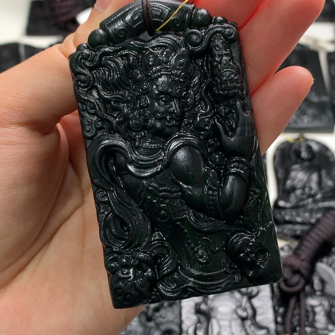 天然缅甸a货钢琴黑挂件