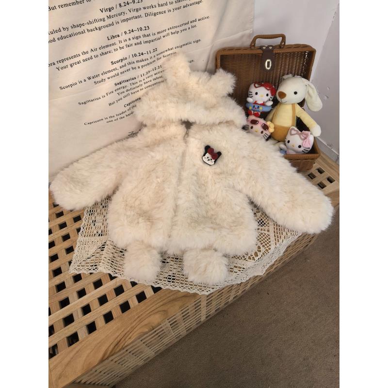 【新疆包邮】儿童加绒米妮毛毛衣外套0390