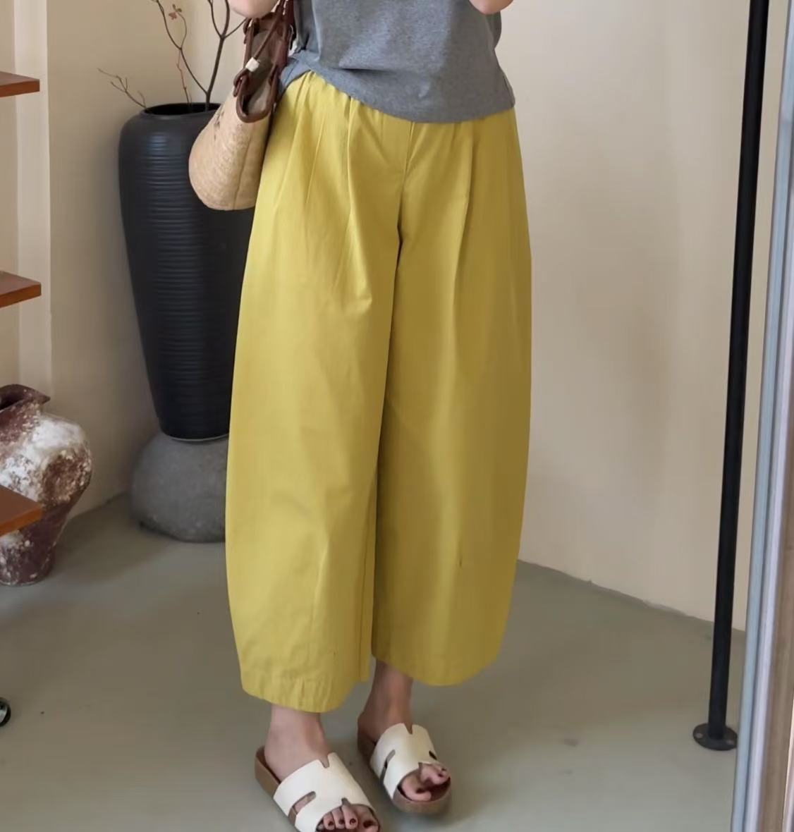 【彩色画廊】夏季透气休闲裤梨形身材百搭九分裤灯笼裤哈伦裤#61332