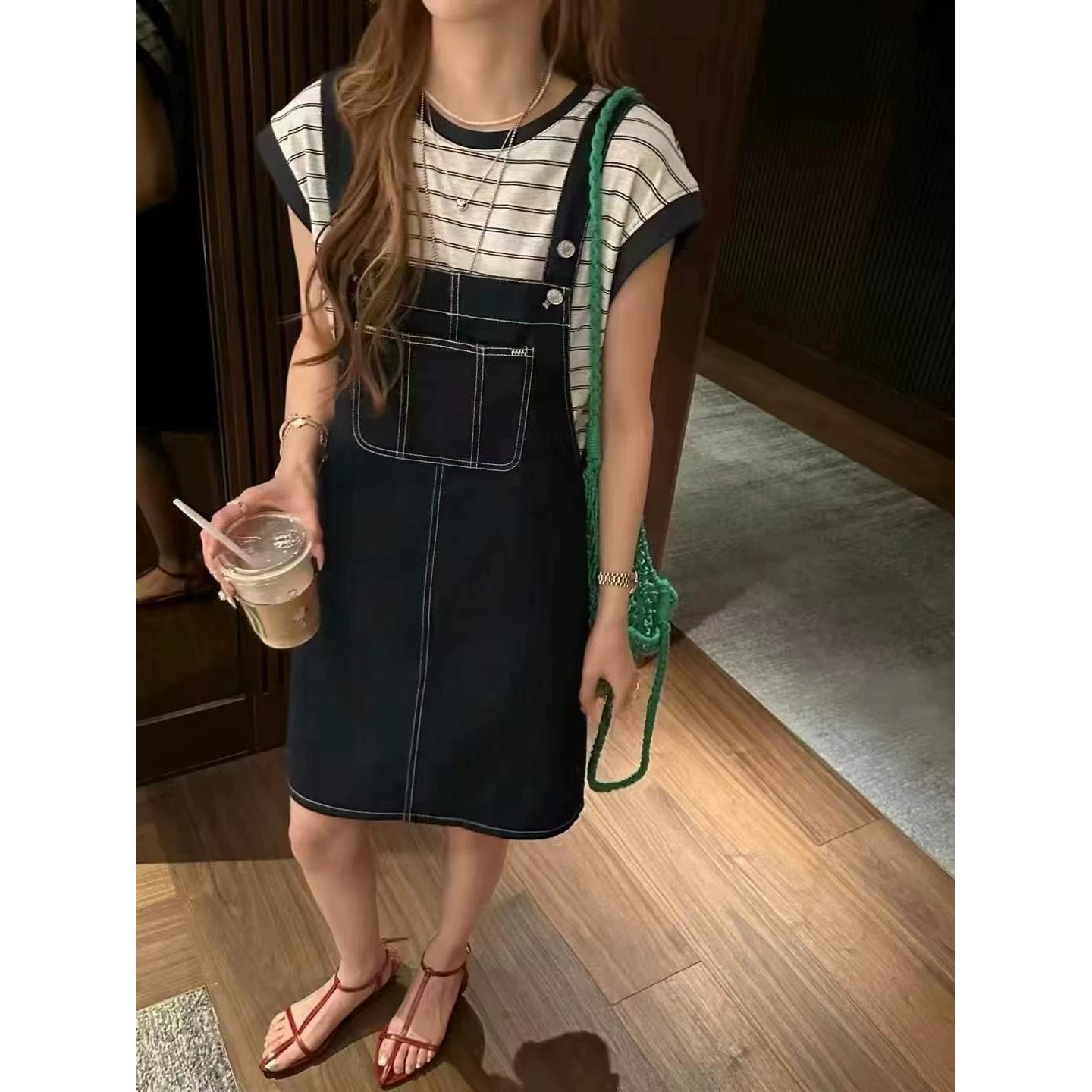 新疆包邮【25099】恤背带裙两件套-裙长93T恤长56