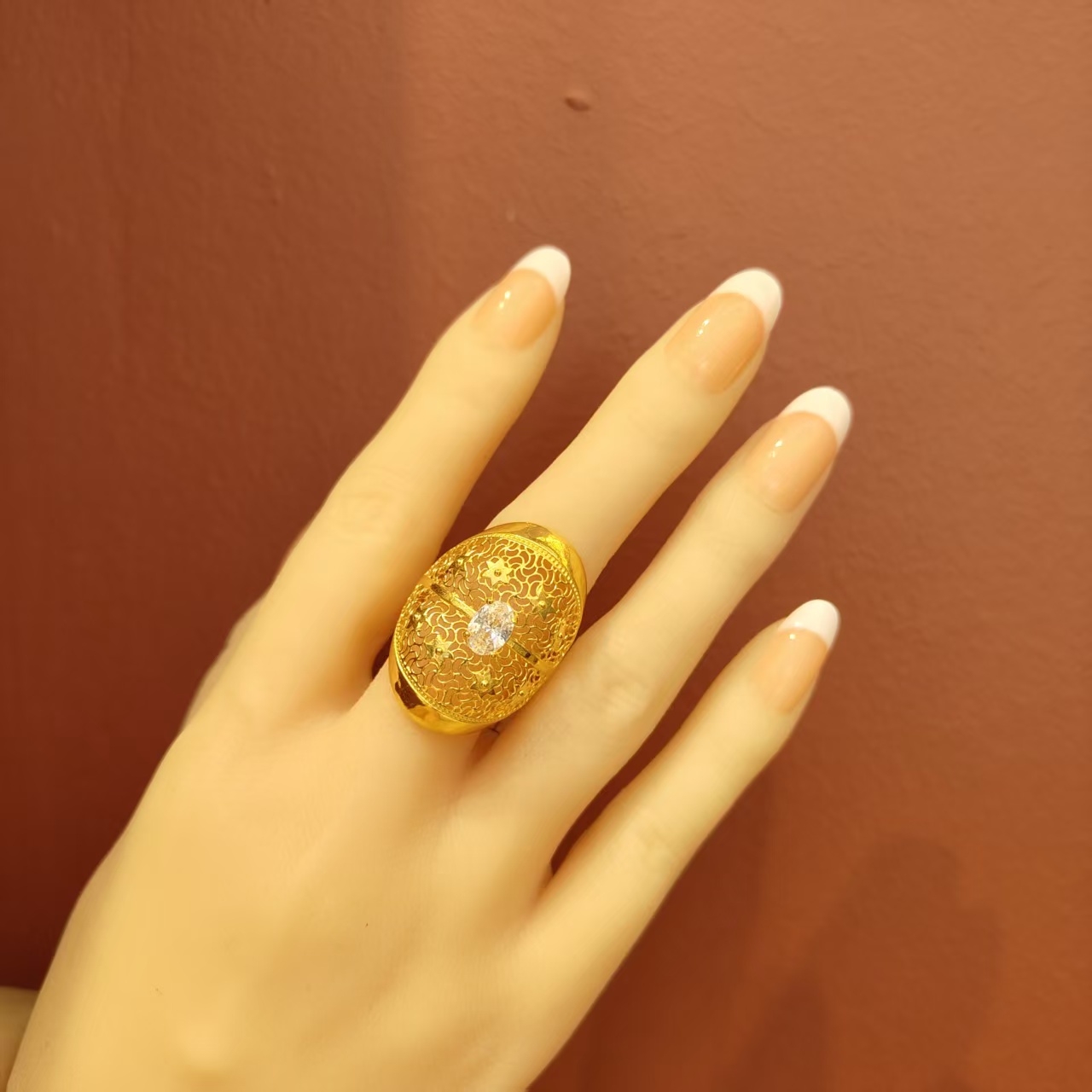 合金戒指 白戒指气质轻奢金色