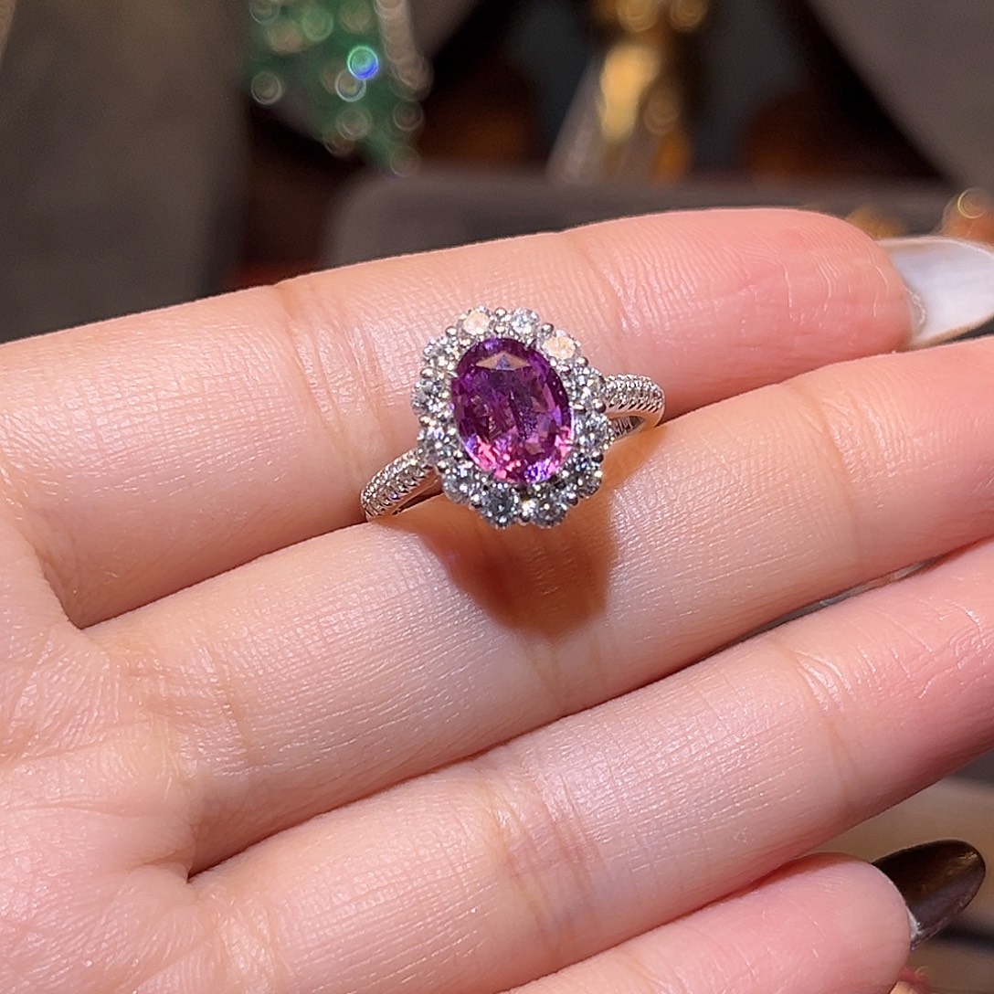 悟****蓝宝石18K金镶嵌戒指无烧粉蓝宝2.03ct