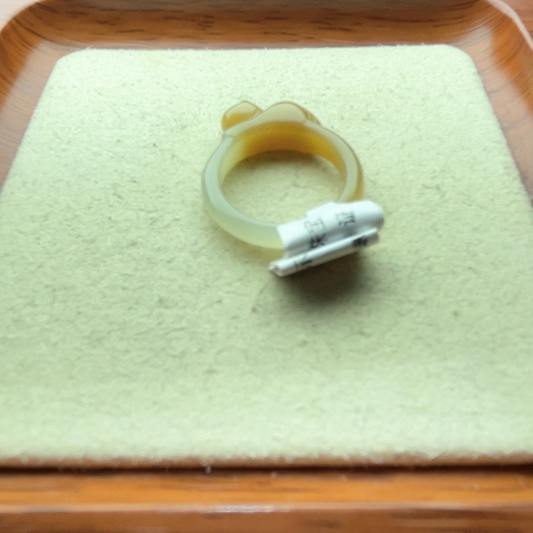 和田玉未镶嵌戒指糖色趴趴猫11号