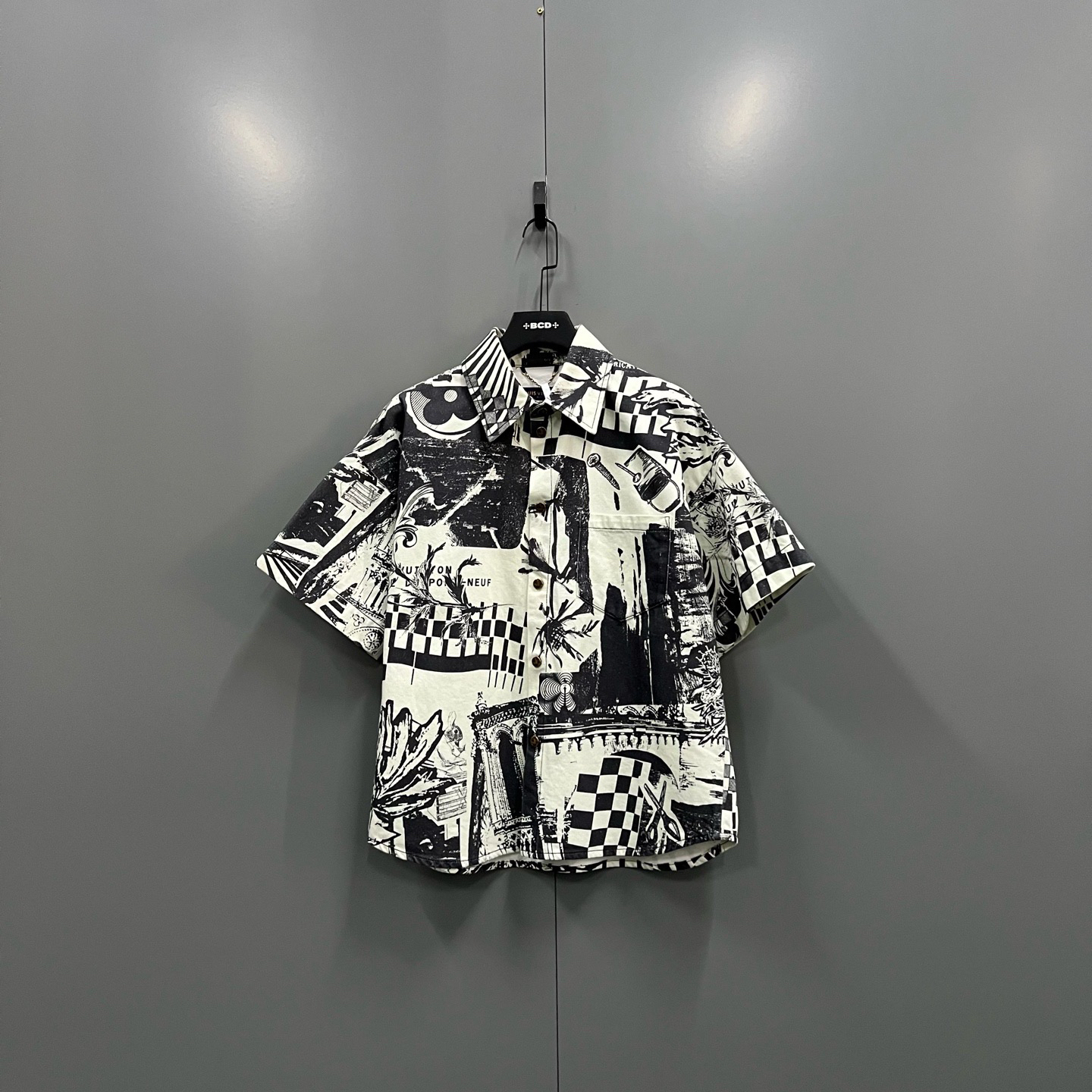 未使用 LouisVuitton/路易威登 ab1123 020733 黑白短袖衬衫 S码