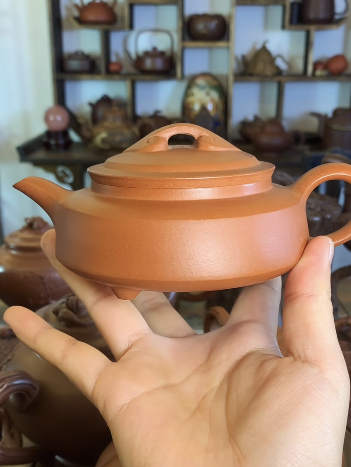 大红泥如意周盘壶容量250毫升全手工制作