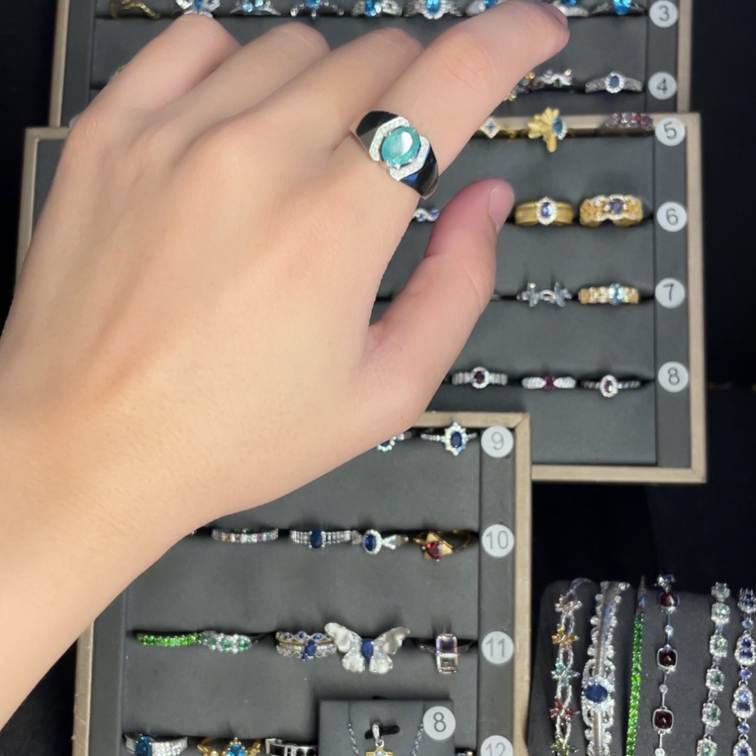 祖母绿戒指银S925镶嵌小*菜拍五份