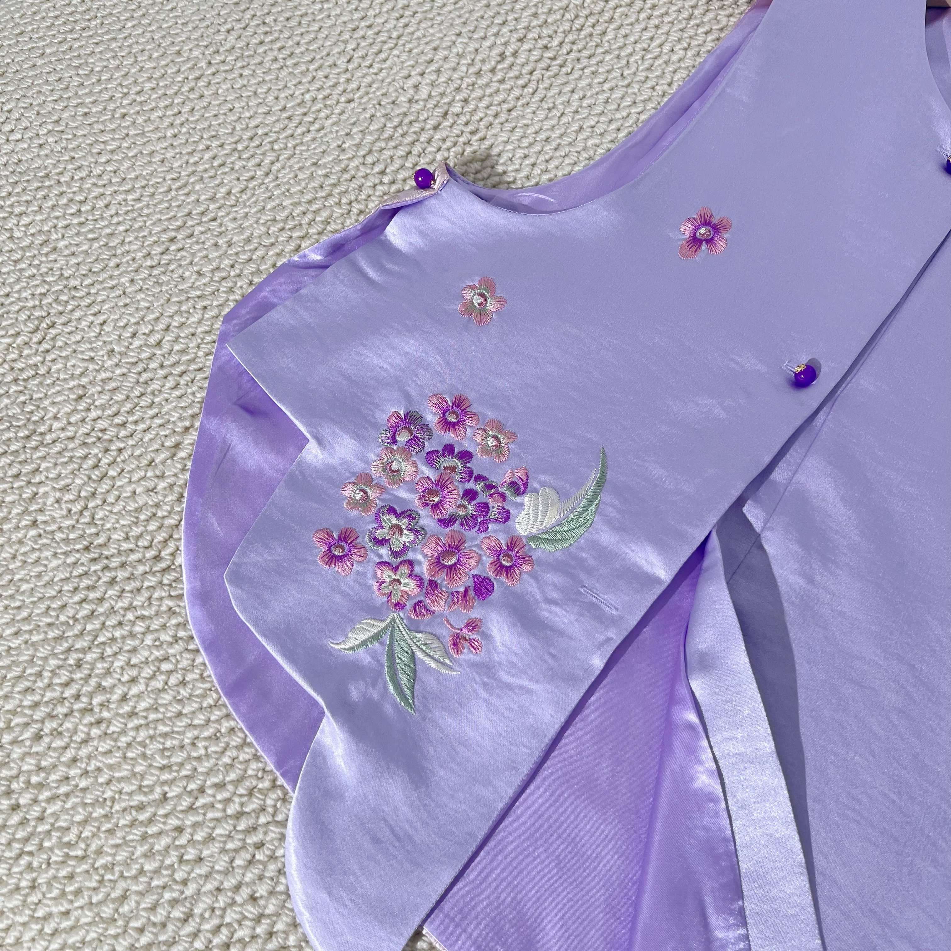 【浅紫韵花】新中式盘扣无袖温婉韵味提花马甲