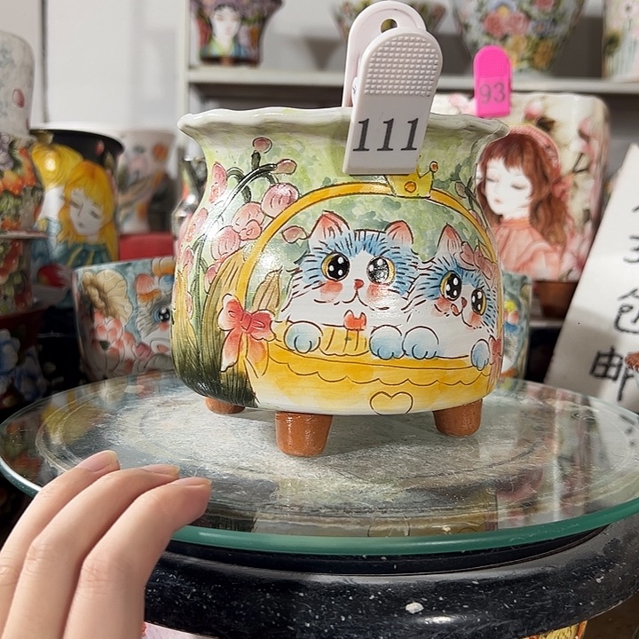 景德镇手绘花盆幸运花盆