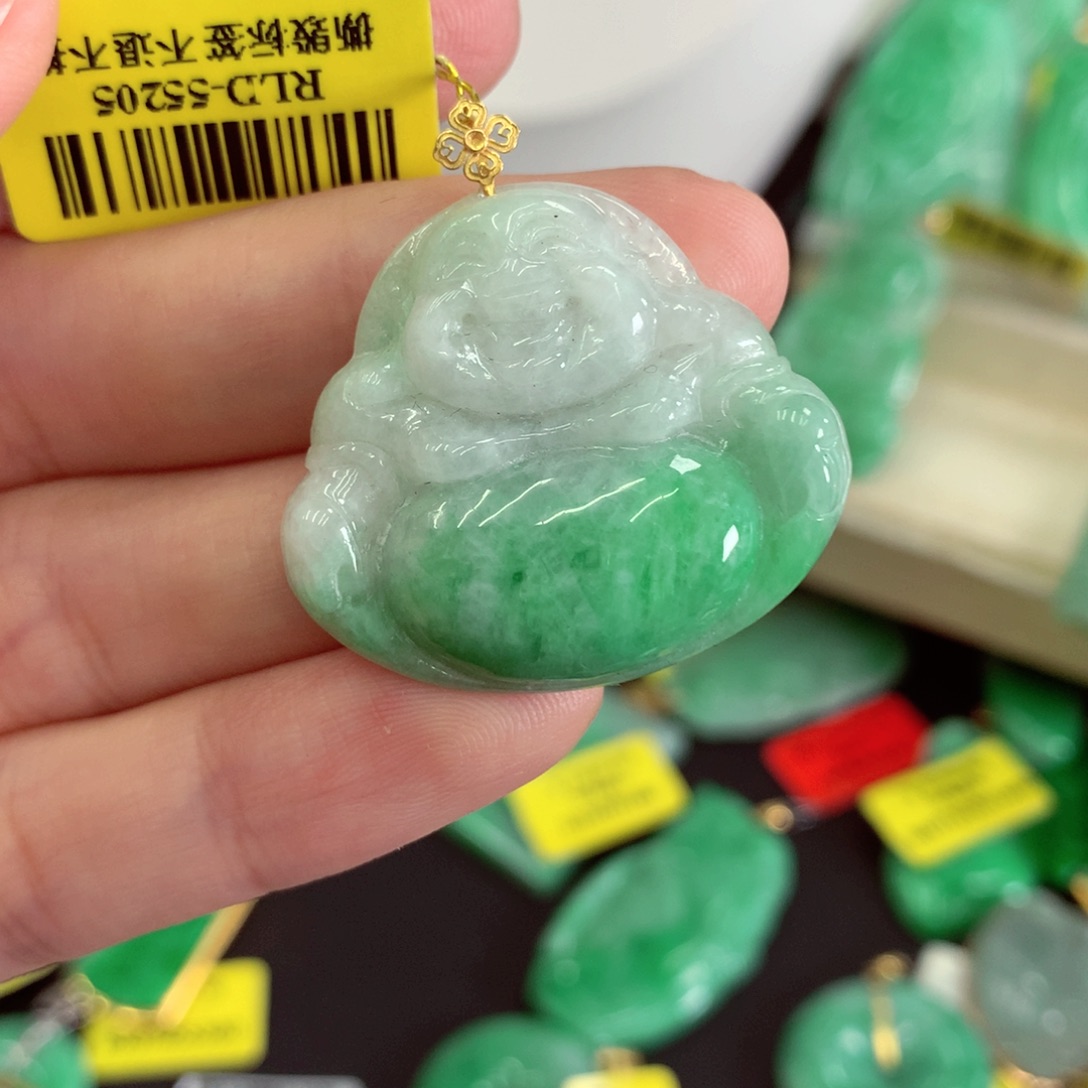 翡翠18K金镶嵌吊坠(不含链)