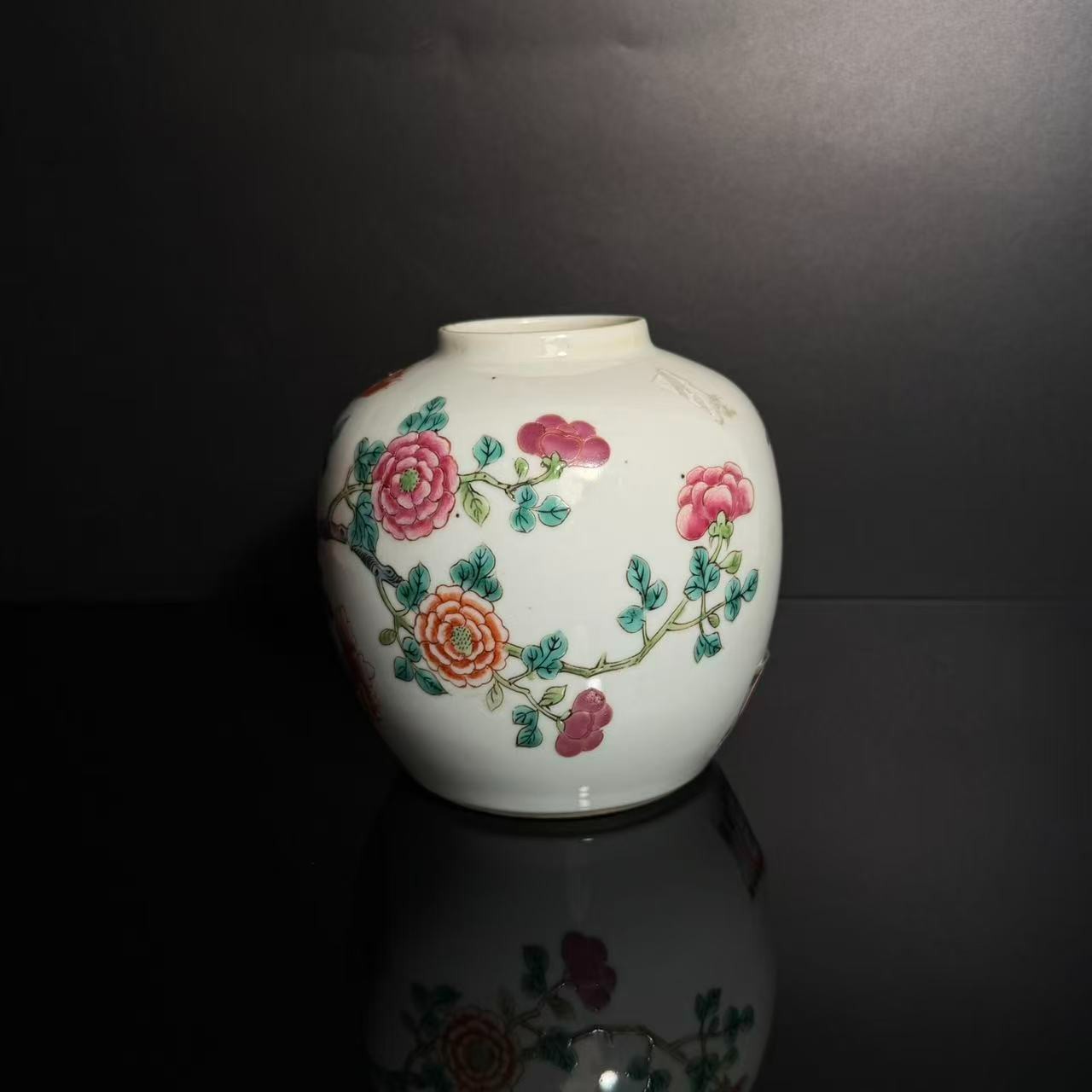 Lot85-花卉罐清代康熙年制款高14cm口5.5-YC10290068001057