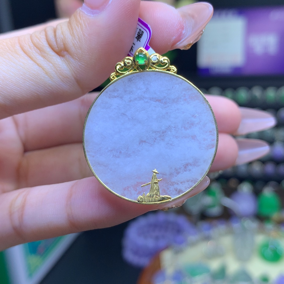 翡翠颈饰18K金镶嵌天然