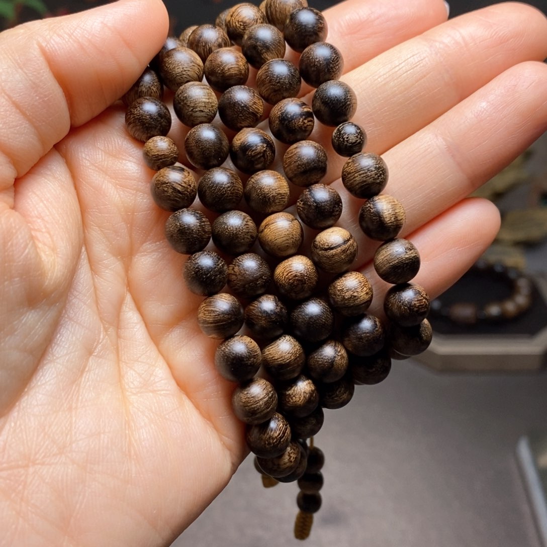 沉香手串越南芽庄黄棋瘤疤0.8×108