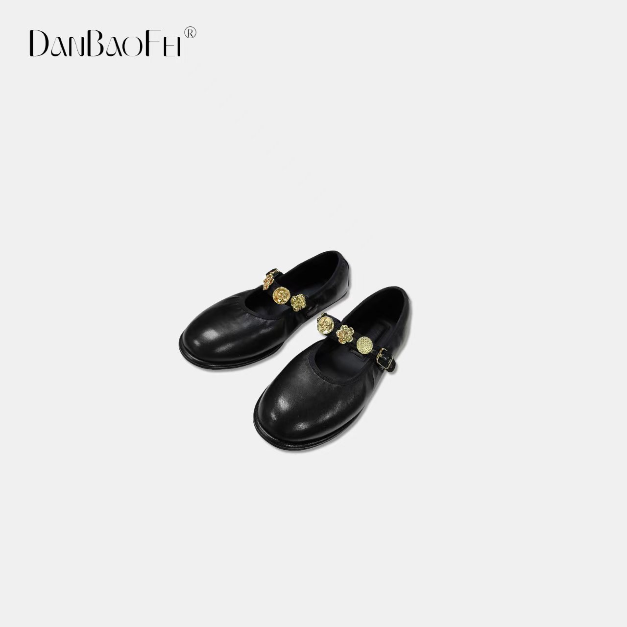 【kiki】法式羊皮浅口玛丽珍鞋一字扣平底单鞋 YLM00639