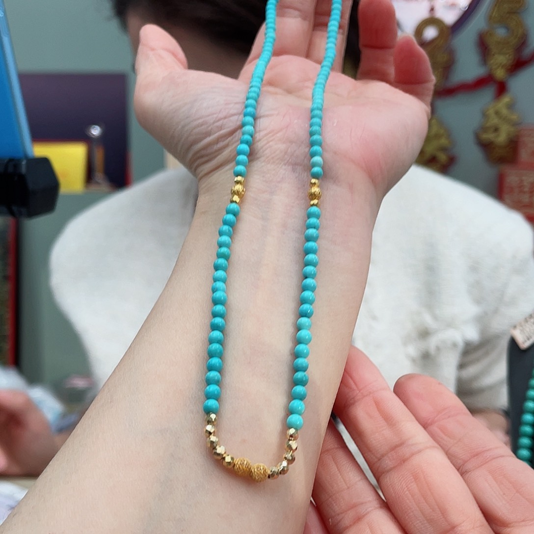 绿松石颈饰18K金镶嵌