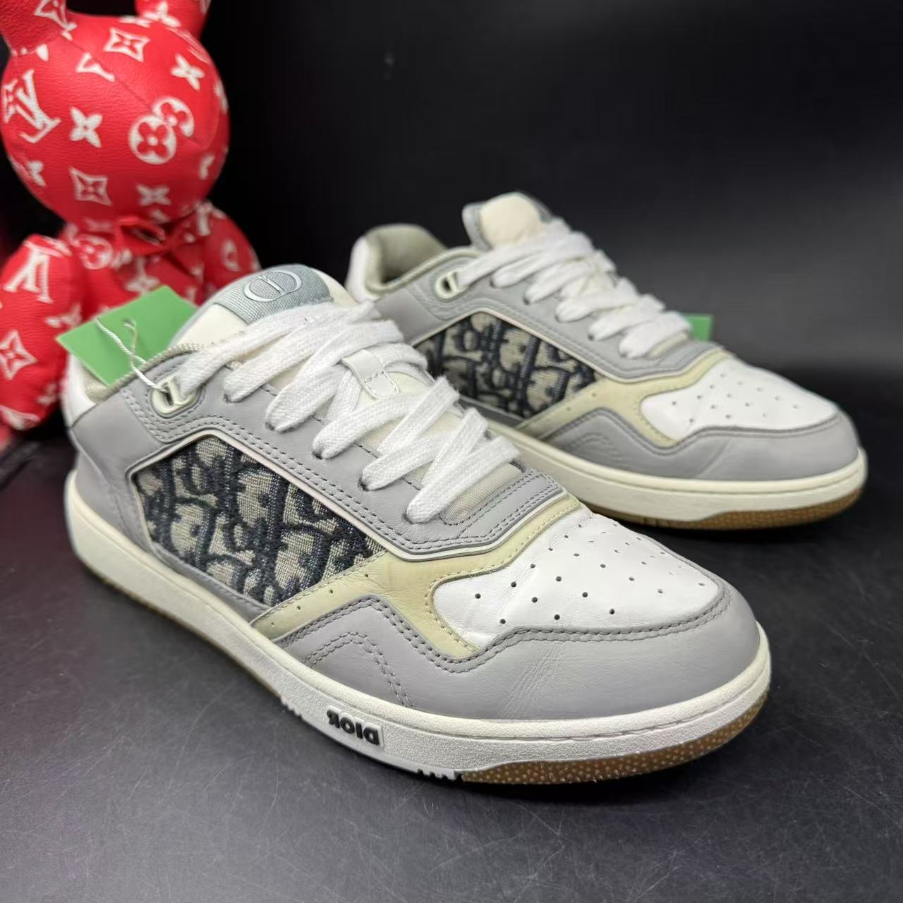 95新 DIOR/迪奥 【AO特惠】39欧码 男士白灰印花b27休闲板鞋ao513