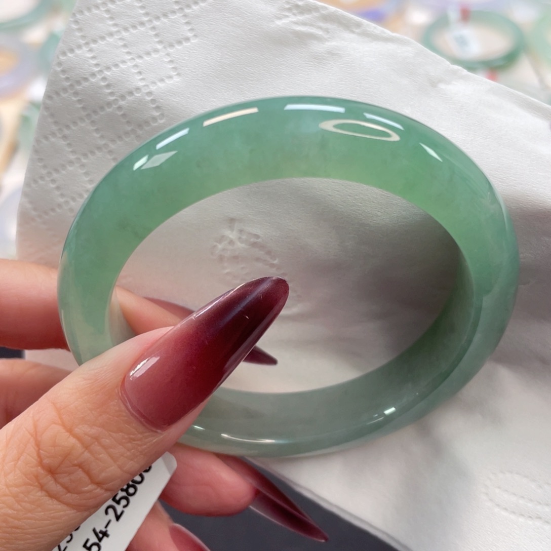 未镶嵌手镯翡翠8号54糯冰起胶甜绿