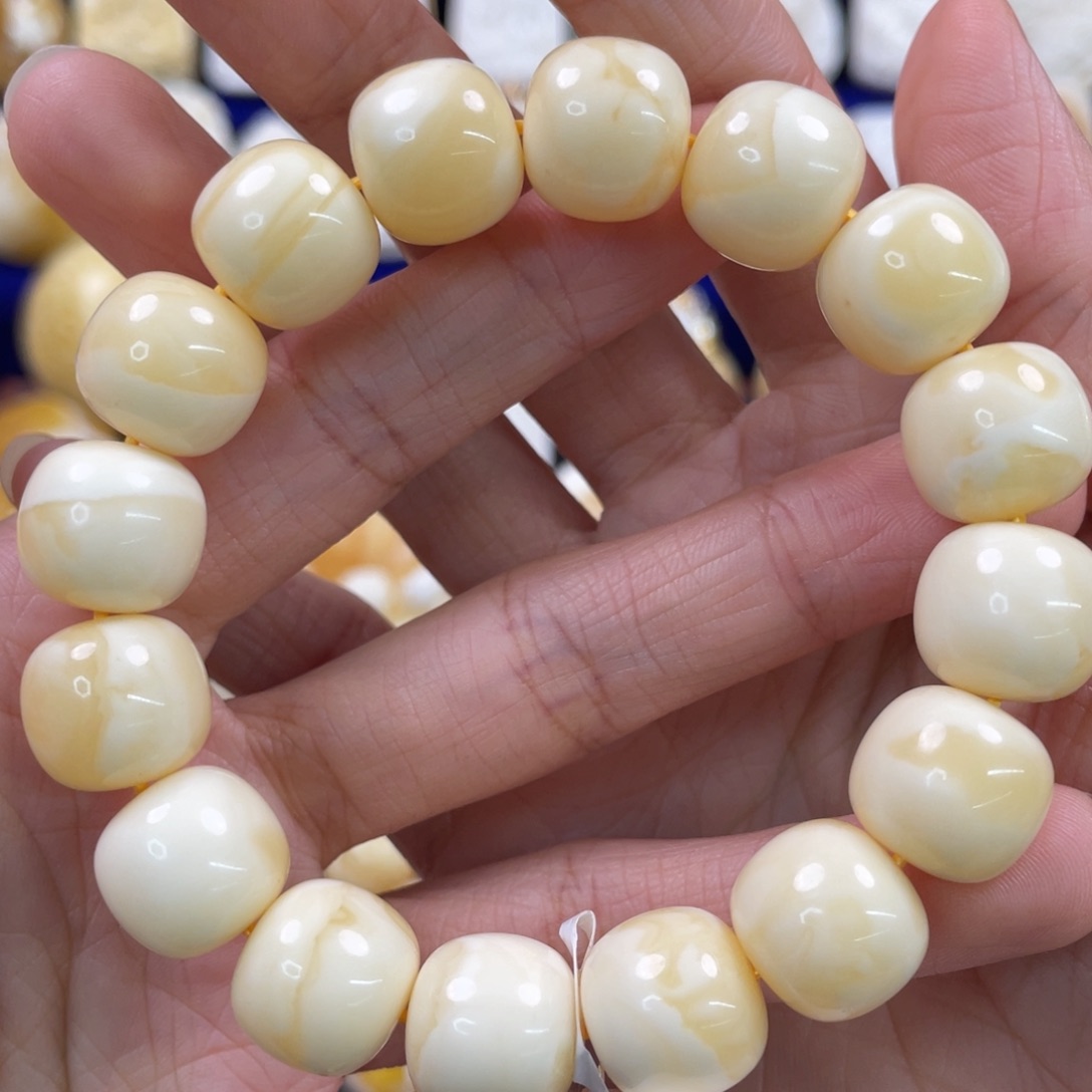 蜜蜡裸石未镶嵌琥珀蜜蜡手串卡14mm