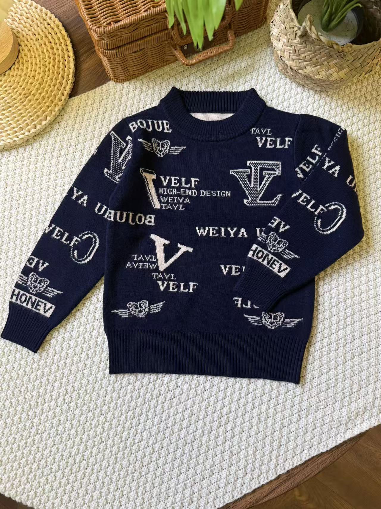 100%纯羊毛秋冬保暖加厚款童装羊毛衫轻奢学院风儿童秋冬毛衣1015