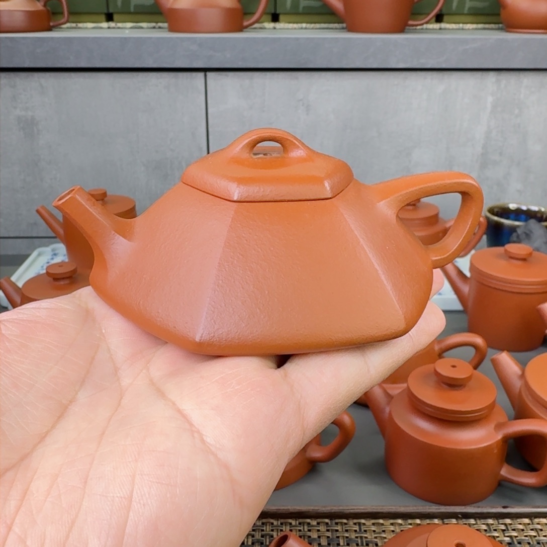 紫砂茶壶朱泥六方合瓢