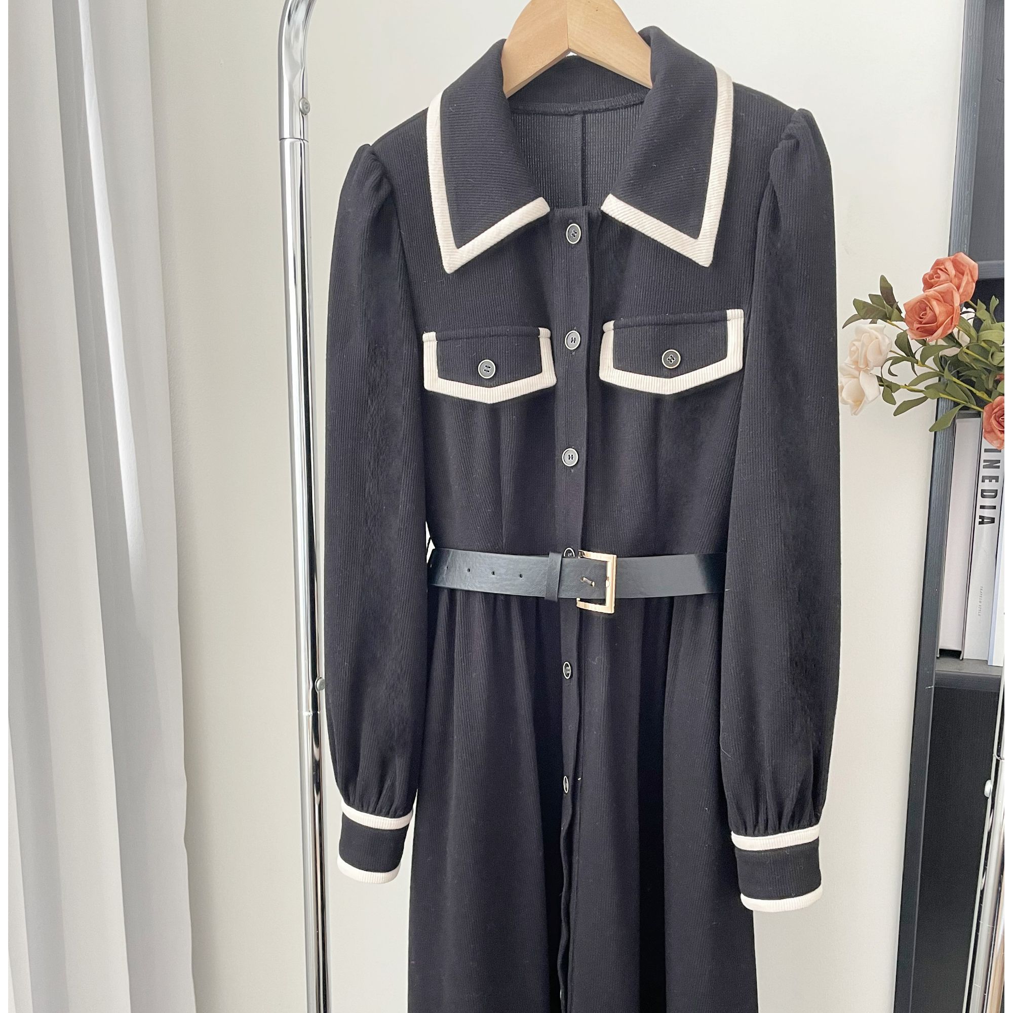 拉夏贝尔25春季新气质时尚高级收腰显瘦赫本风连衣裙 11047 ZCK