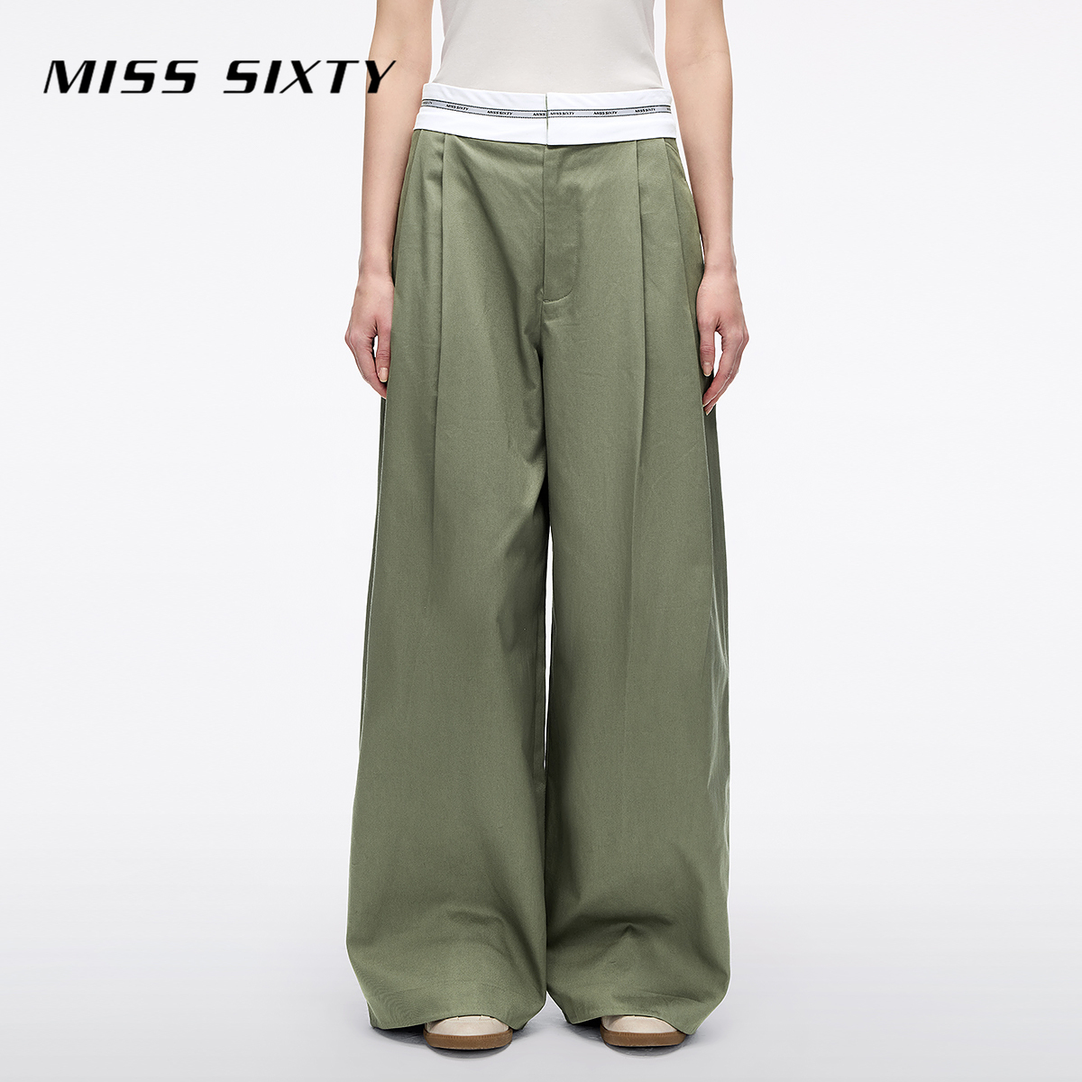 Miss Sixty2025秋季新款直筒裤女拼接腰设计简约通勤休闲长裤