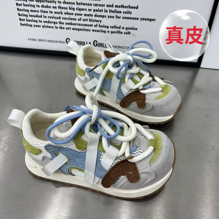 【万达撤柜】平跟圆头系带四季通用时尚休闲鞋潮鞋网面女鞋透气