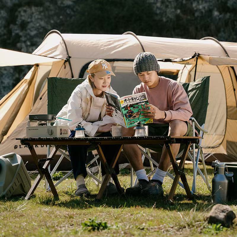 户外露营蛋卷桌碳钢折叠桌便携室外庭院花园露天野餐桌椅阳台用品