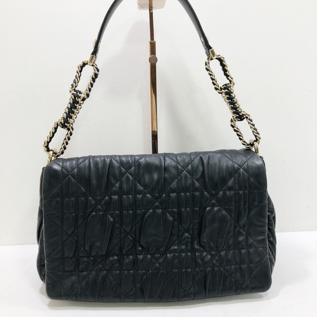 95新 DIOR/迪奥 迪奥全皮藤格纹单肩腋下包