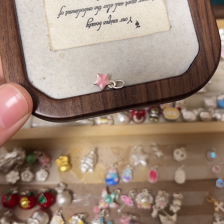 星***9足银布艺粉色小星星