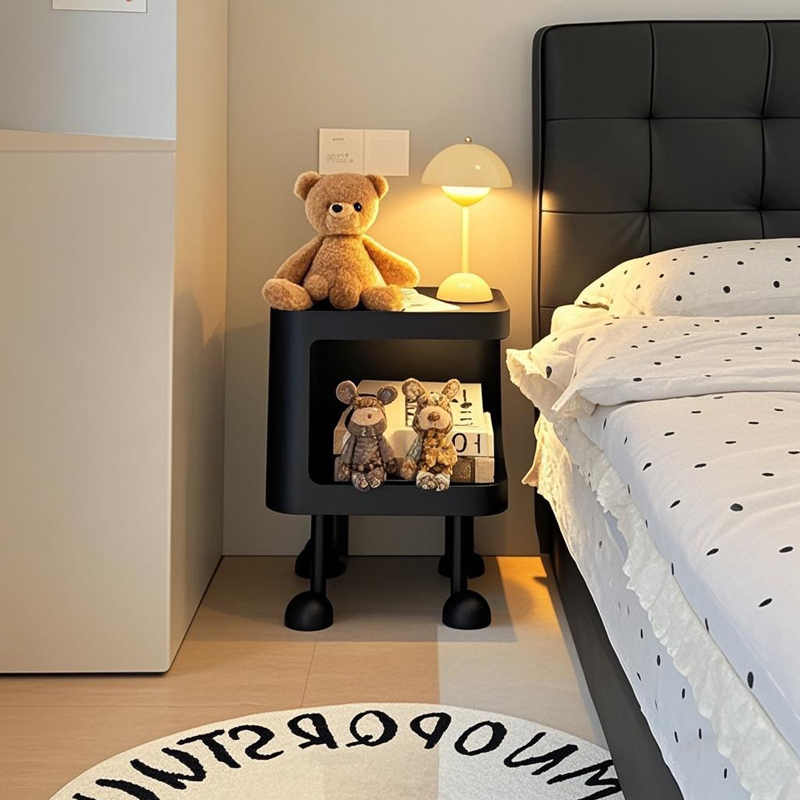小型床头柜简约现代家用卧室床头边柜置物架子小茶几带灯创意边几
