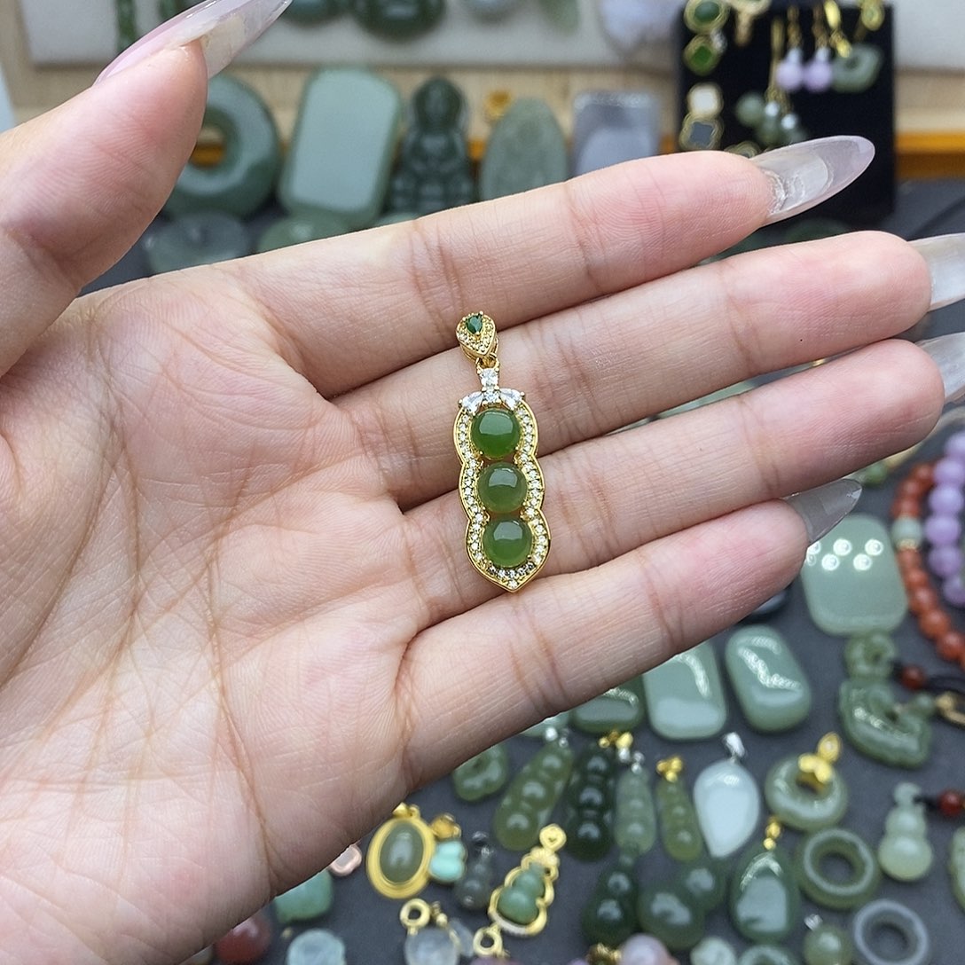 和田玉吊坠(不含链)银S925镶嵌