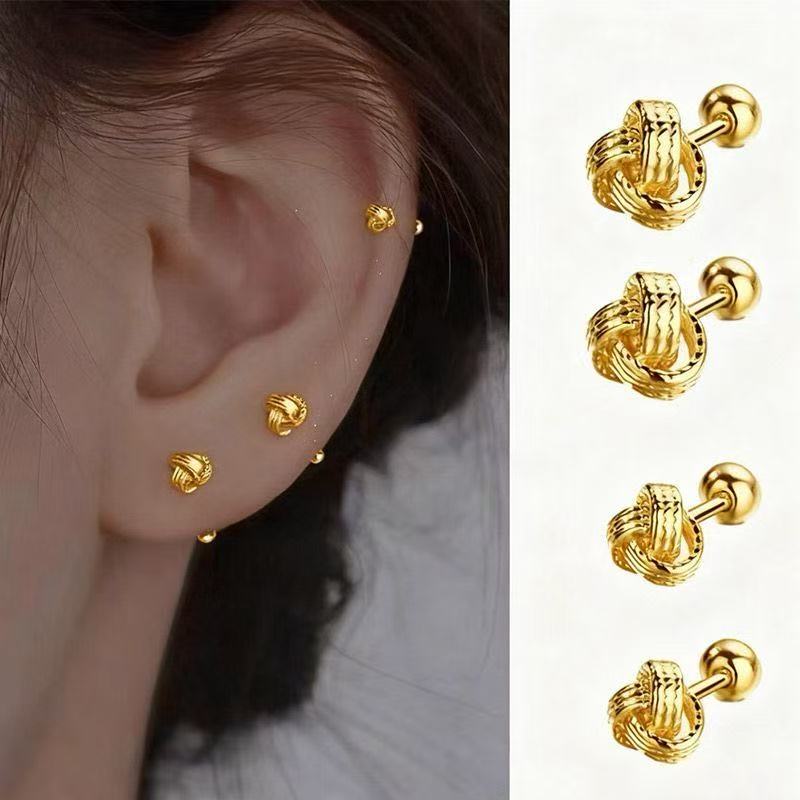【双12福利】养耳洞如意结耳钉金色轻奢百搭耳钉精致时尚气质耳钉