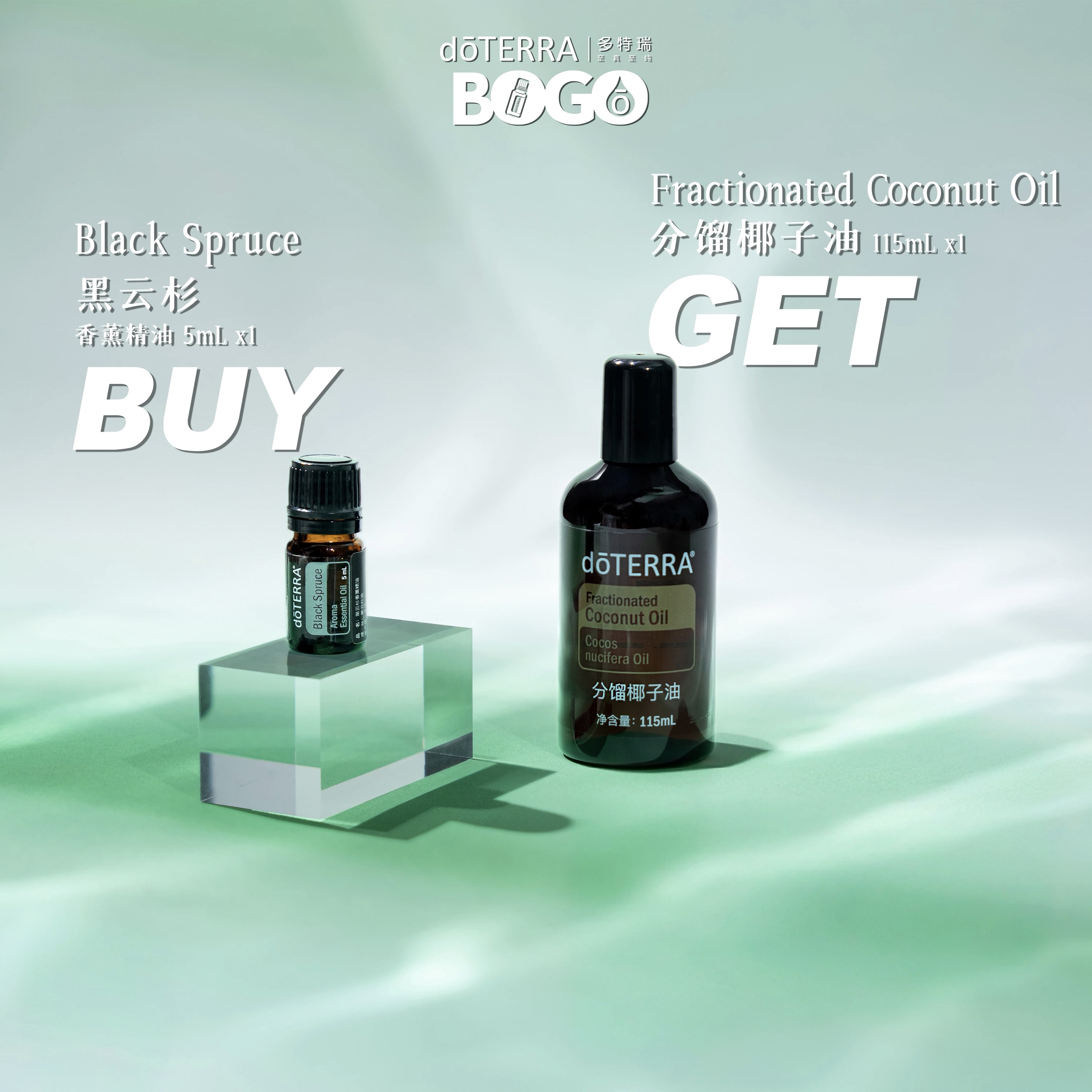 doTERRA多特瑞BOGO买黑云杉送分馏椰子油官网正品植物萃取舒缓