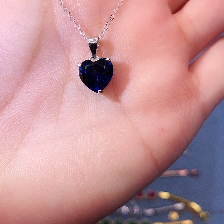 蓝宝石吊坠(赠链)银S925镶嵌