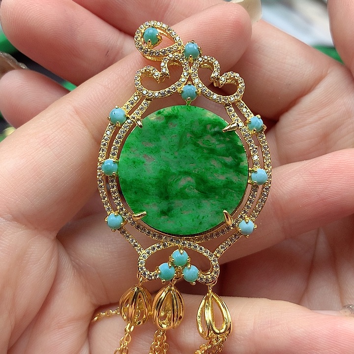 翡翠颈饰银S925镶嵌翡翠