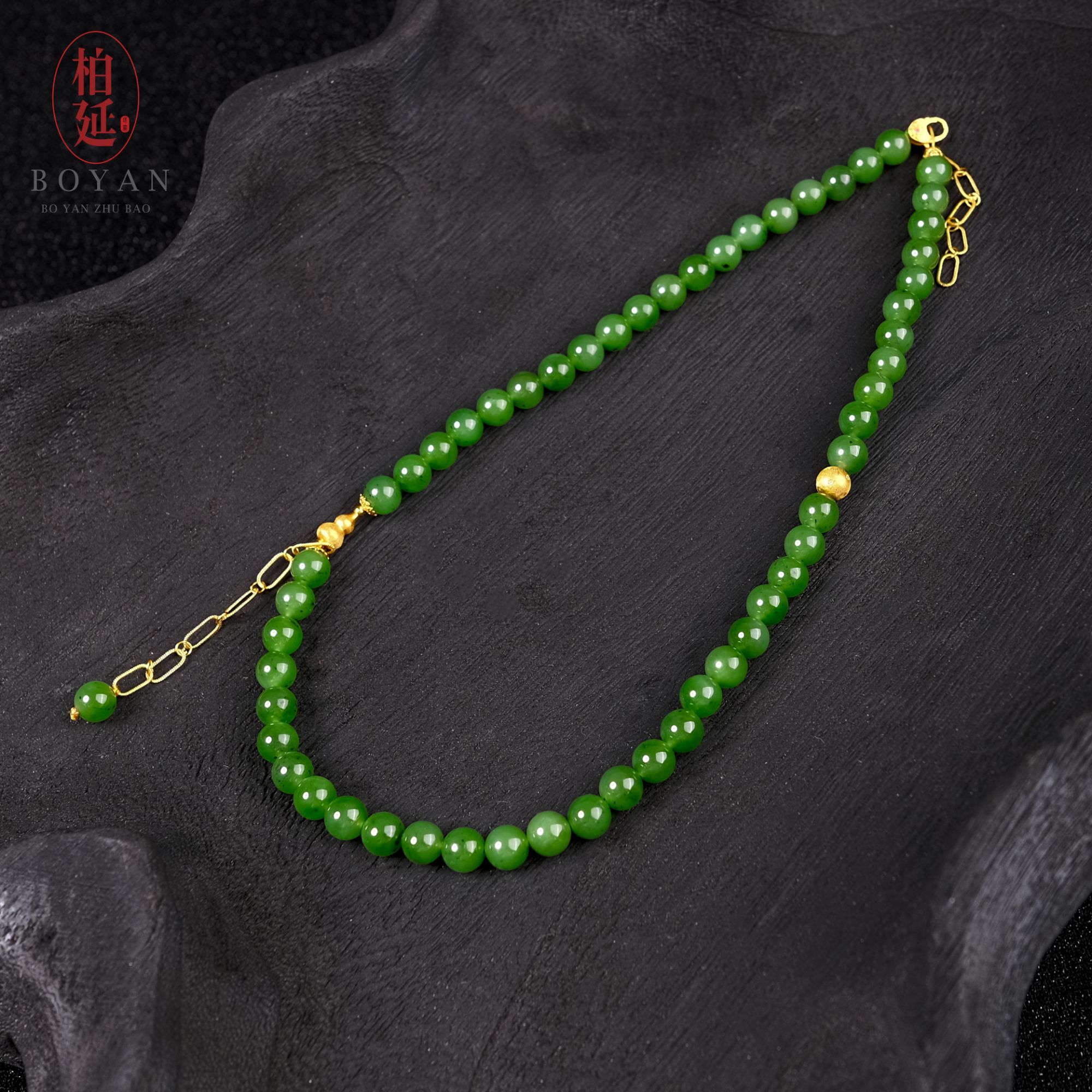 【润玉】和田玉项链碧玉妈妈链珠宝饰品高级感玉石手工长链BY2918