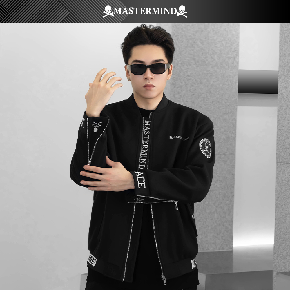 MASTERMIND PANDA暗黑潮牌秋冬款百搭休闲黑色棒球服夹克MJ24050
