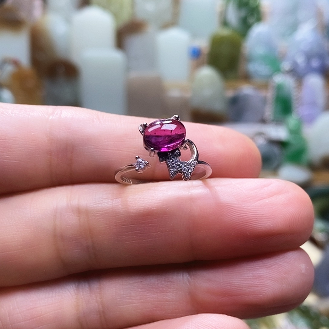 石榴石戒指银S925镶嵌