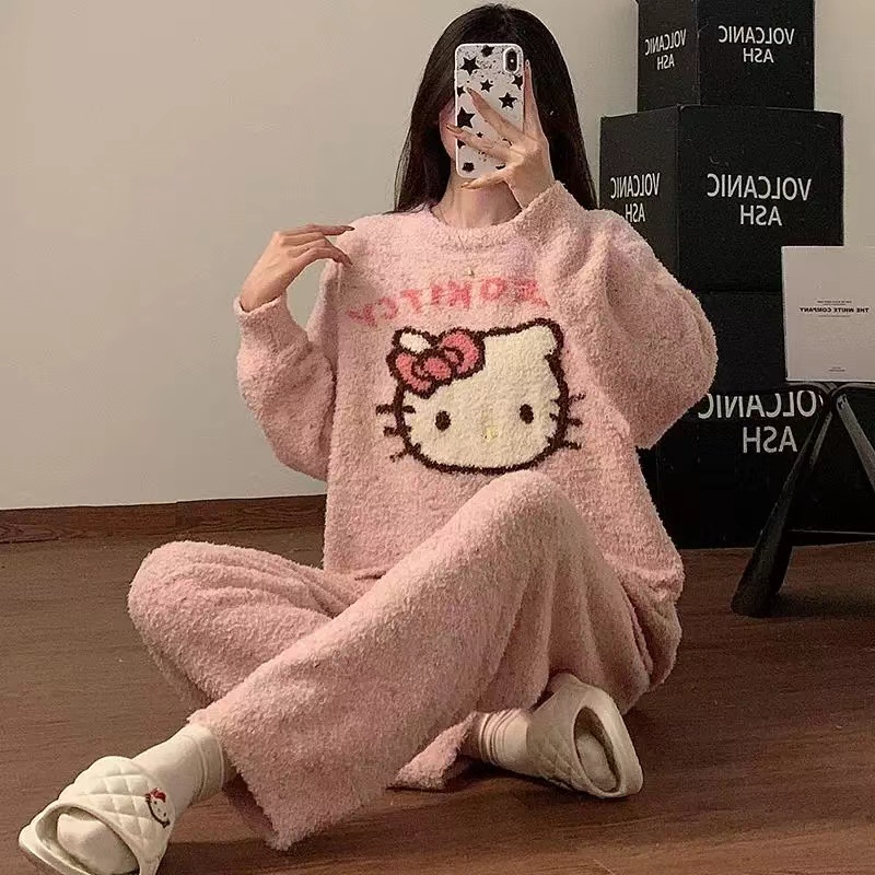 韩版秋冬新款简约气质舒适厚款长袖设计师软绵绵款时尚套装